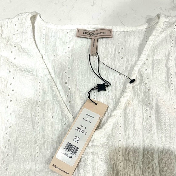 NWT BCBG Generation Sleeveless White Crop Top Blouse W Ruffle And Tie, Sz Large - Picture 10 of 14